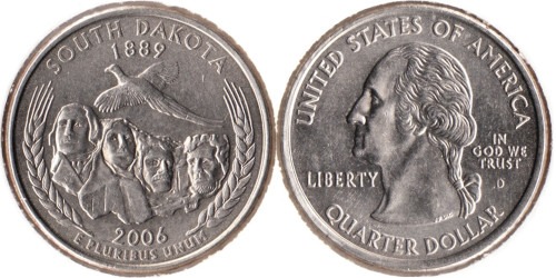 25 центов 2006 D США — Южная Дакота — South Dakota UNC