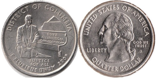25 центов 2009 D США — Округ Колумбия — Columbia region