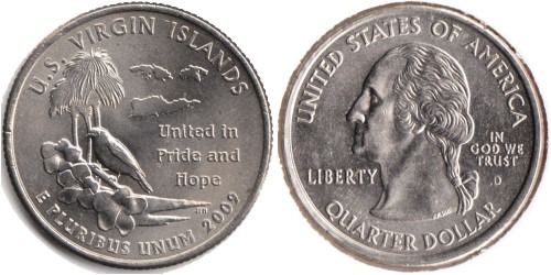 25 центов 2009 D США — Американские Виргинские острова — US Virgin Islands UNC