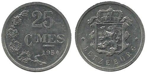 25 сантимов 1954 Люксембург