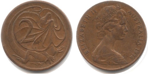 2 цента 1974 Австралия