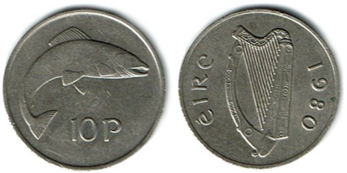 10 пенсов 1980 Ирландия