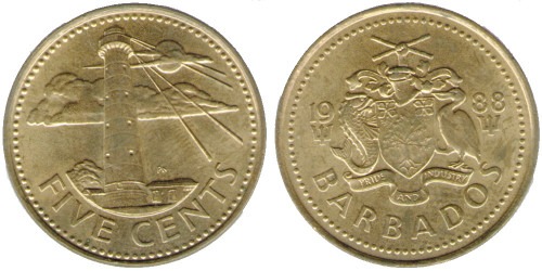 5 центов 1988 Барбадос