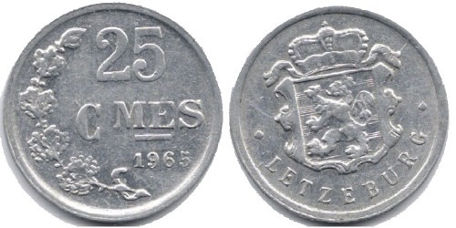 25 сантимов 1965 Люксембург