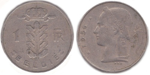 1 франк 1956 Бельгия (VL)