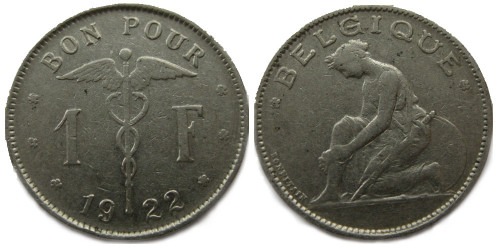 1 франк 1922 Бельгия (FR)