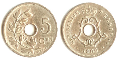 5 сантимов 1906 Бельгия (VL)