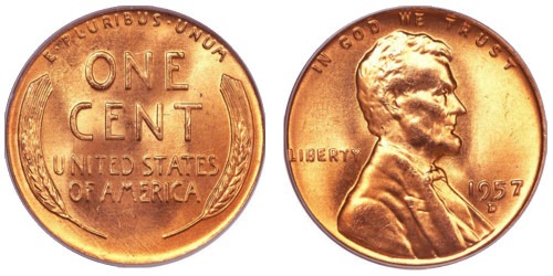 1 цент 1957 D США