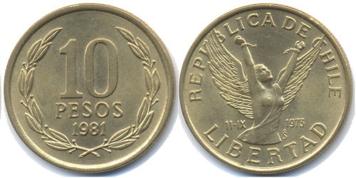 10 песо 1981 Чили