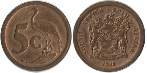 5 центов 1990 ЮАР