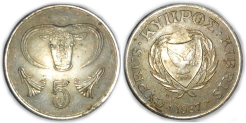 5 центов 1987 Республика Кипр