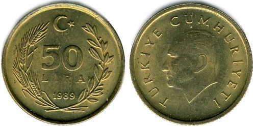 50 лир 1989 Турция