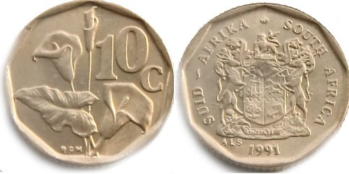 10 центов 1991 ЮАР