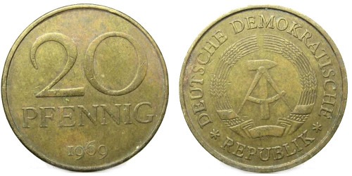 20 пфеннигов 1969 ГДР