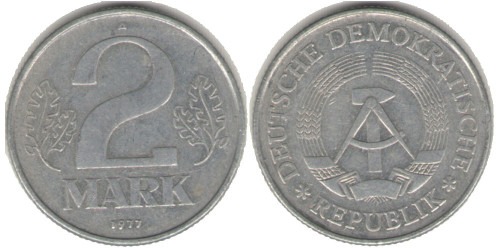 2 марки 1977 «A» ГДР