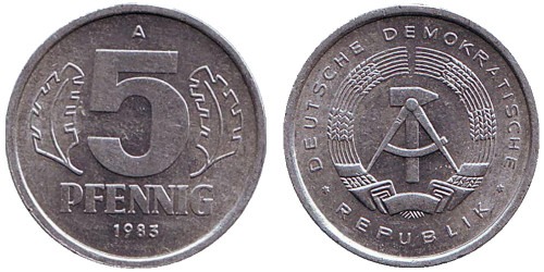 5 пфеннигов 1983 «A» ГДР