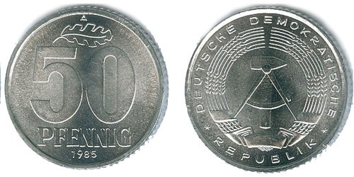 50 пфеннигов 1985 «А» ГДР