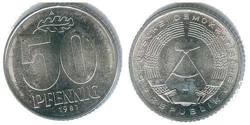 50 пфеннигов 1981 «А» ГДР