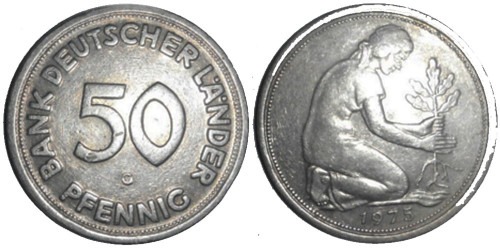 50 пфеннигов 1975 «G» ФРГ