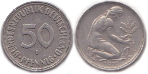 50 пфеннигов 1970 «D» ФРГ