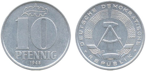 10 пфеннигов 1965 «A» ГДР