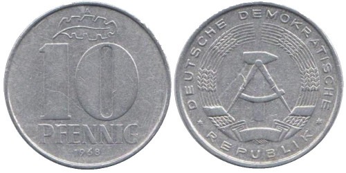 10 пфеннигов 1968 «A» ГДР