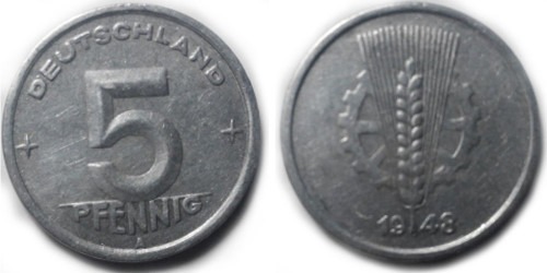 5 пфеннигов 1948 «A» ГДР