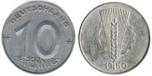 10 пфеннигов 1950 «A» ГДР