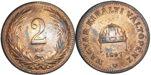 2 филлера 1897 Венгрия