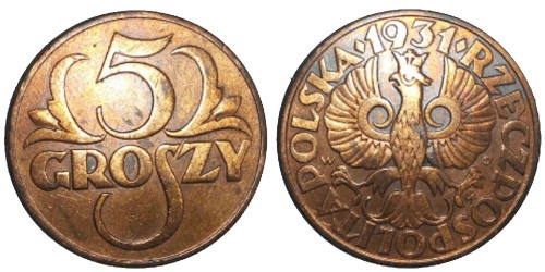 5 грошей 1931 Польша
