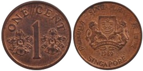 1 цент 1989 Сингапур