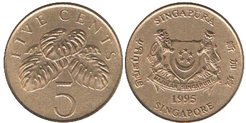 5 центов 1995 Сингапур