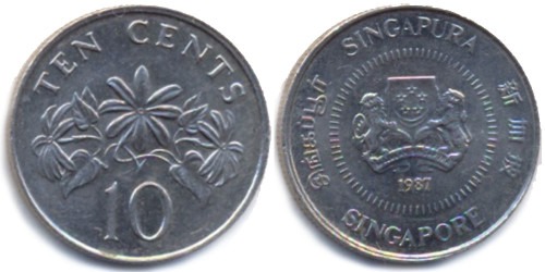 10 центов 1987 Сингапур