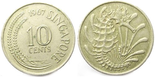 10 центов 1967 Сингапур