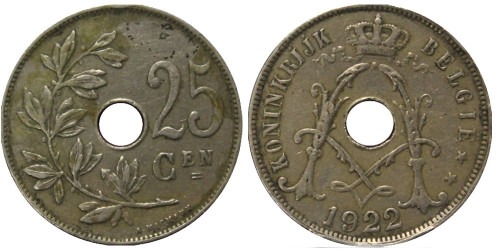 25 сантимов 1922 Бельгия (VL)