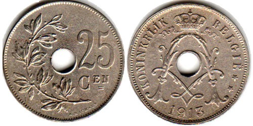 25 сантимов 1913 Бельгия (VL)
