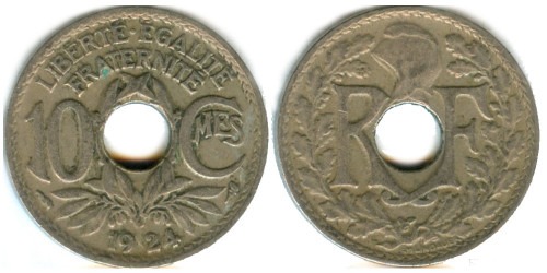 10 сантимов 1924 Франция