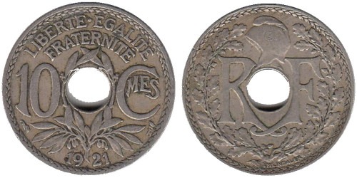 10 сантимов 1921 Франция