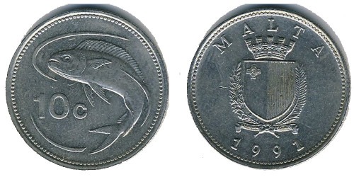 10 центов 1991 Мальта