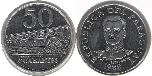50 гуарани 1988 Парагвай