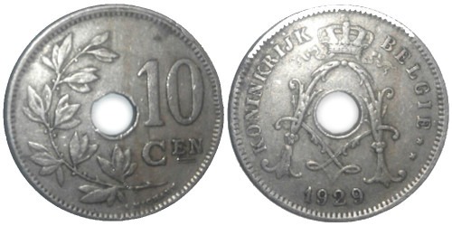 10 сантимов 1929 Бельгия (VL)