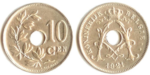 10 сантимов 1921 Бельгия (VL)