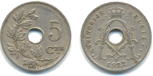 5 сантимов 1922 Бельгия (VL)