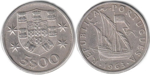 5 эскудо 1963 Португалия