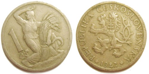 1 крона 1922 Чехословакии