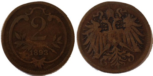 2 геллера 1893 Австрия