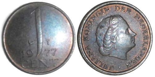 1 цент 1977 Нидерланды