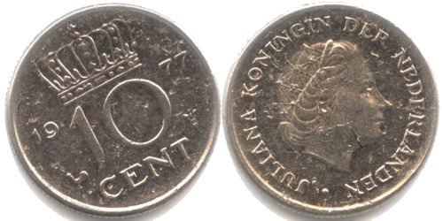 10 центов 1977 Нидерланды