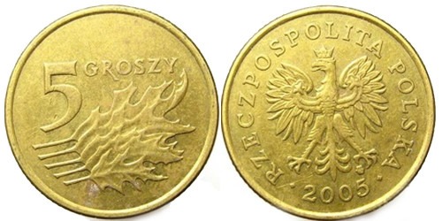 5 грошей 2005 Польша