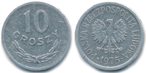 10 грошей 1975 Польша